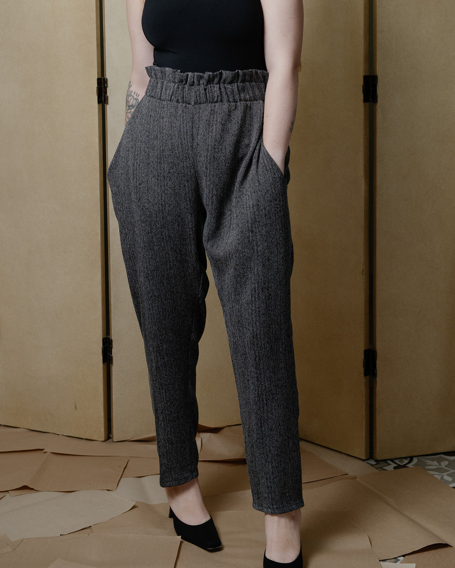 Paper-Bag Track Pant in Charcoal