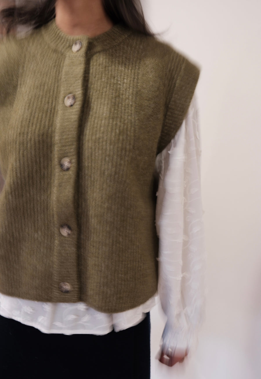 SILVI KNIT VEST in MOSS by ATELIER REVE