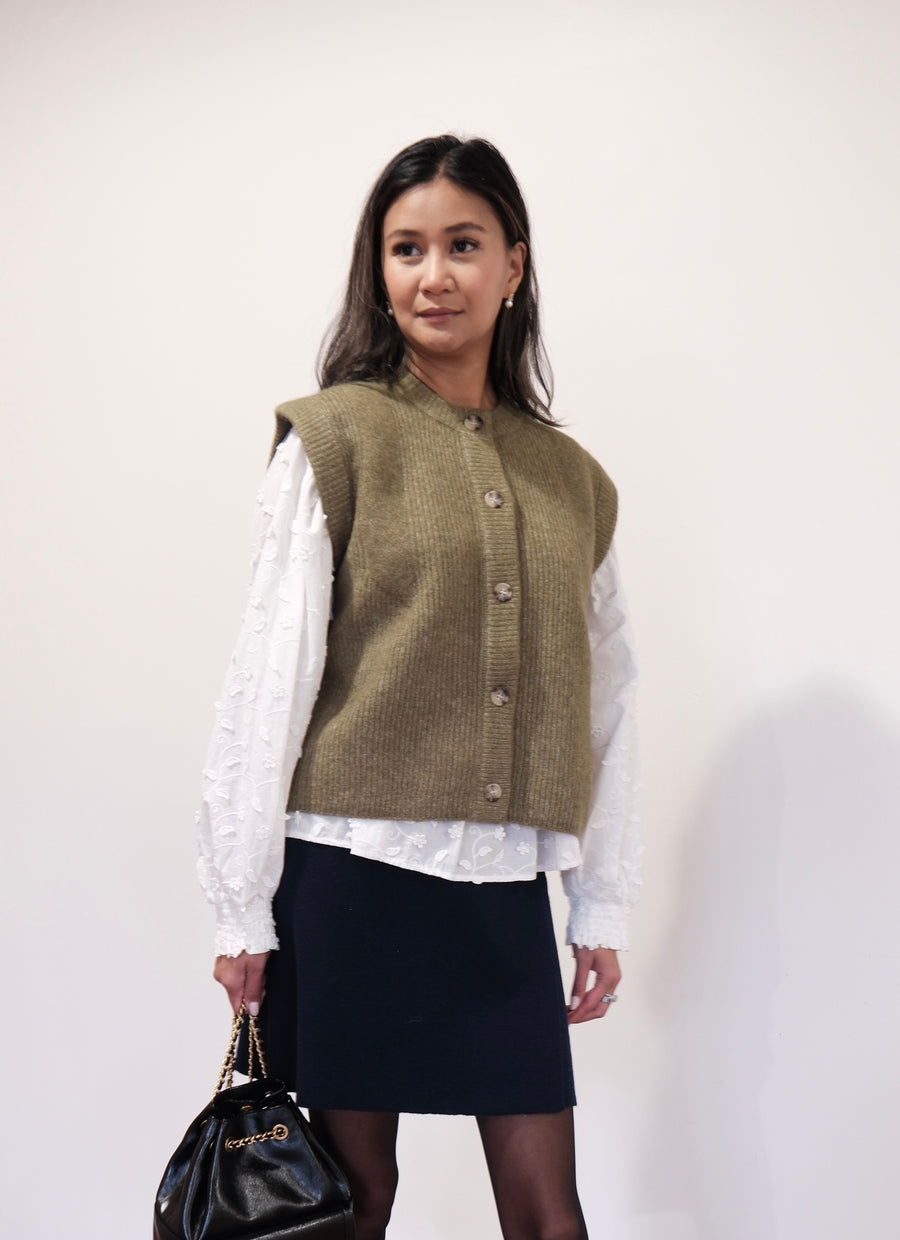 SILVI KNIT VEST in MOSS by ATELIER REVE