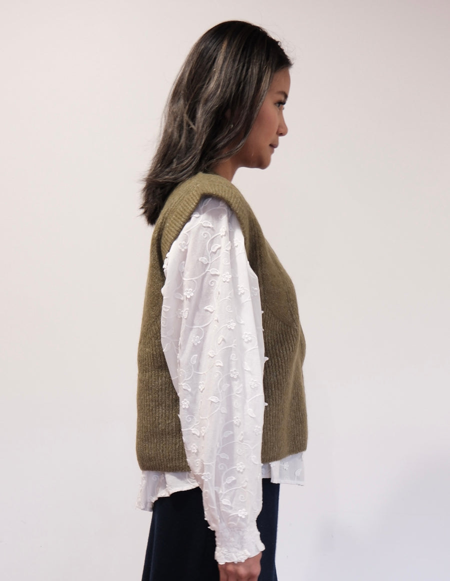SILVI KNIT VEST in MOSS by ATELIER REVE