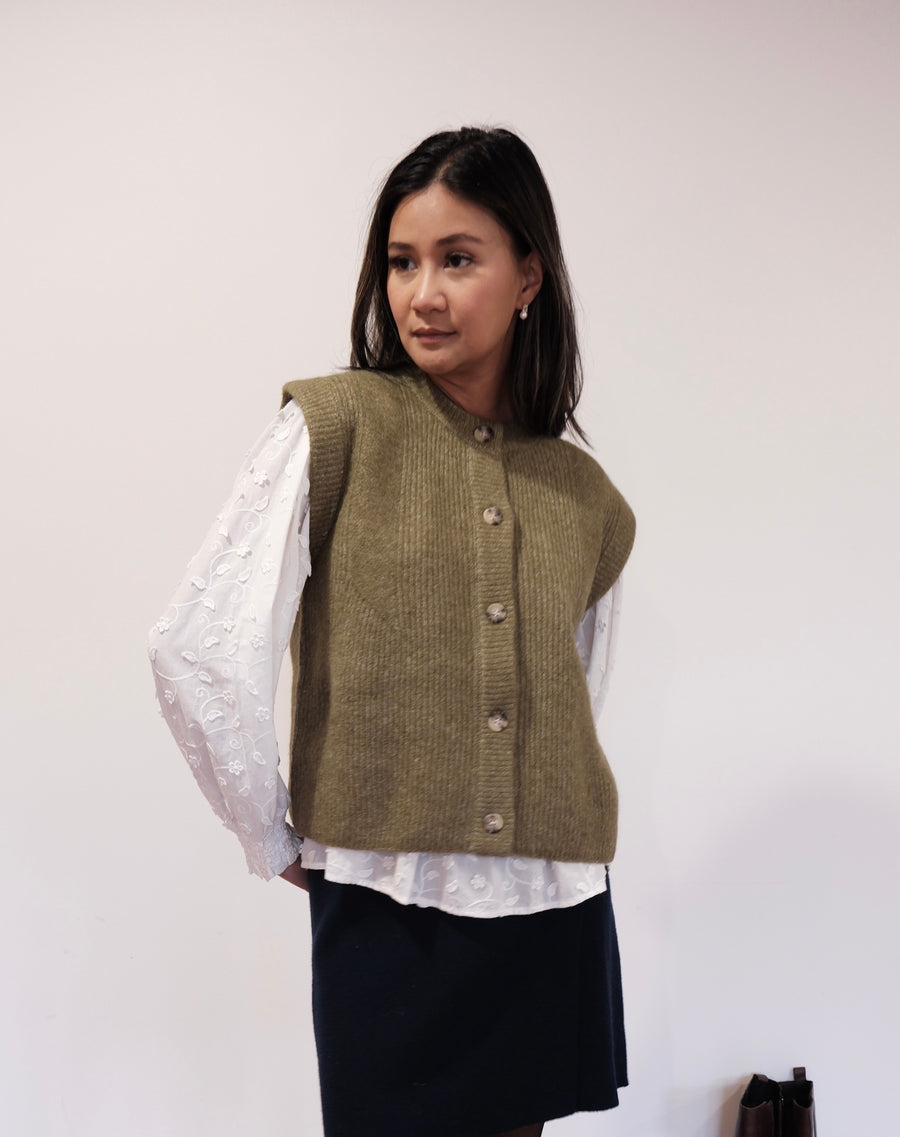SILVI KNIT VEST in MOSS by ATELIER REVE