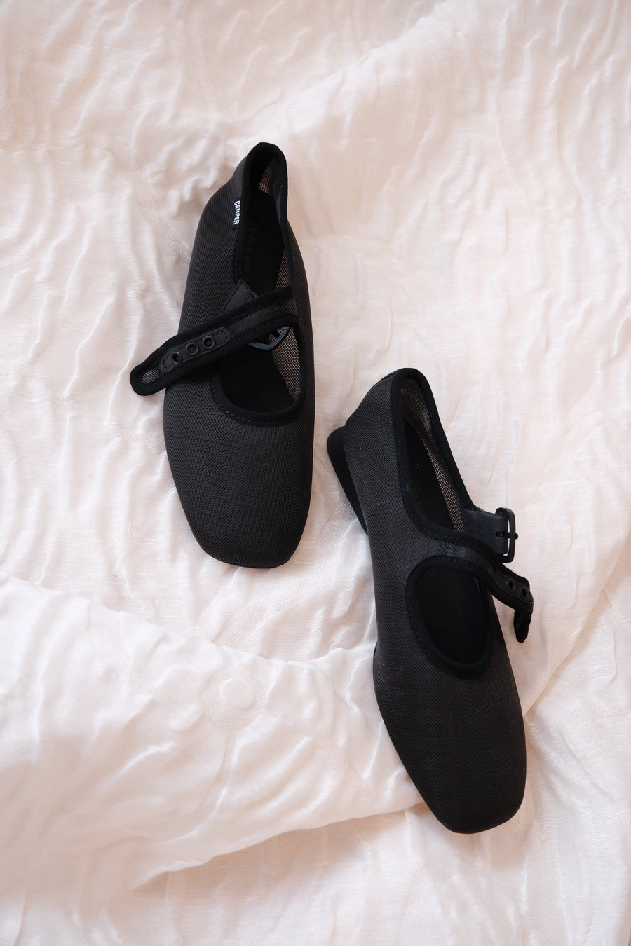 BLACK MESH MARY JANE FLATS - CASI MIRA by CAMPER