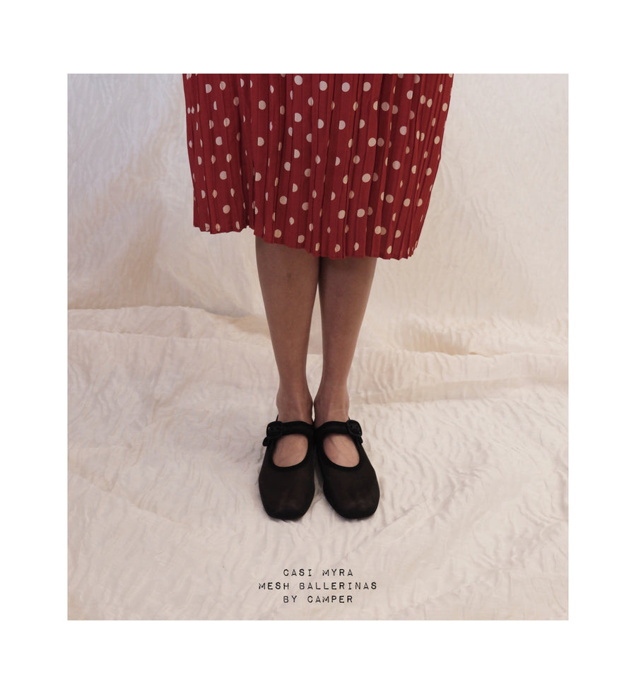 BLACK MESH MARY JANE FLATS - CASI MIRA by CAMPER