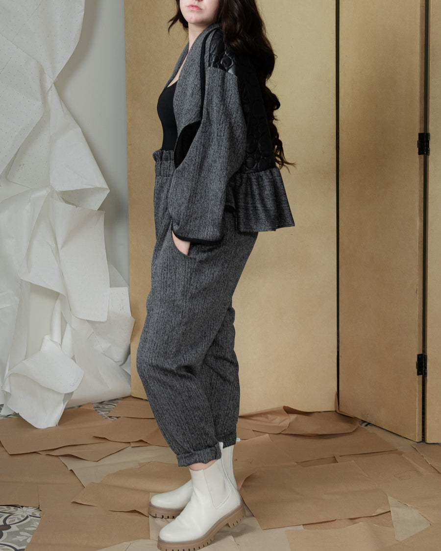 Paper-Bag Track Pant in Charcoal
